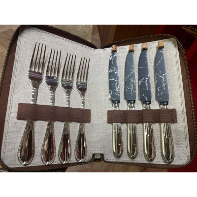 Belvedere 150 Gümüş Kaplama 8 Parça Et Çatal ve Bıçak Seti