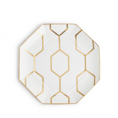 Gio Gold 23 Cm İşlemeli Beyaz Tatlı Tabağı