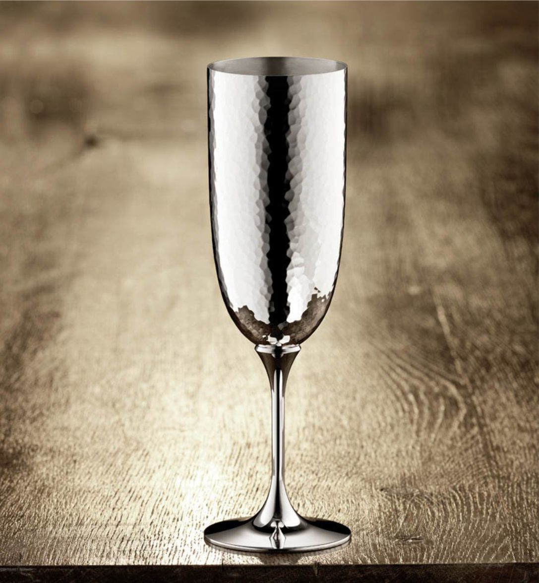 Martele 90 Gümüş Kaplama 19,40 Cm Şampanya Bardağı
